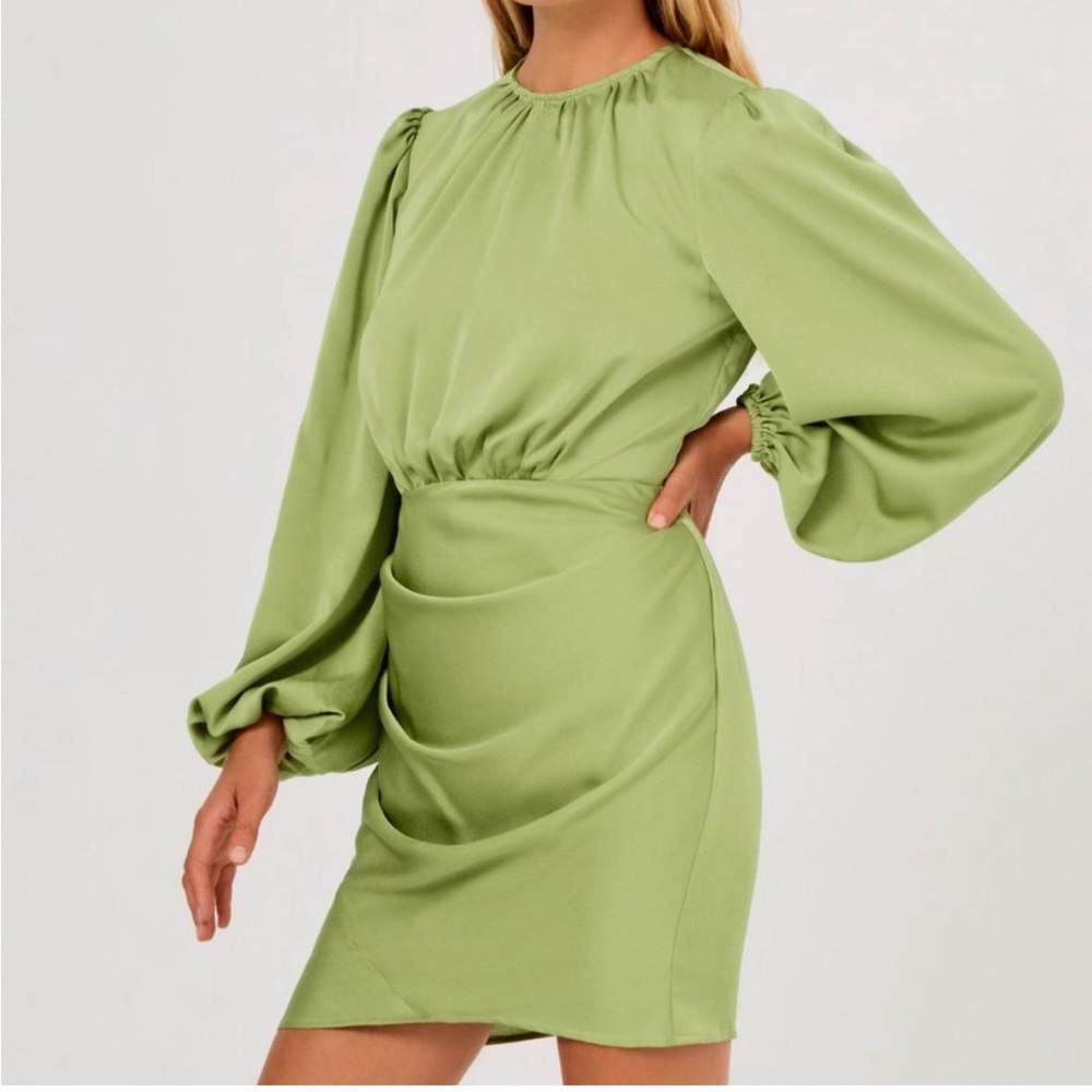 Finders Keepers the label nwt Giselle long sleeve mini Dress Apple green 6 M